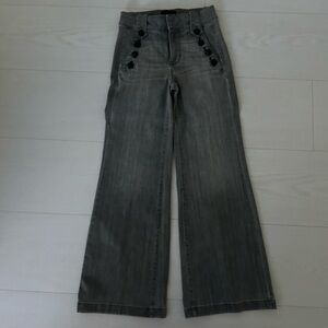 White House Black Market Wide-Leg Double Button Grey Denim Jeans